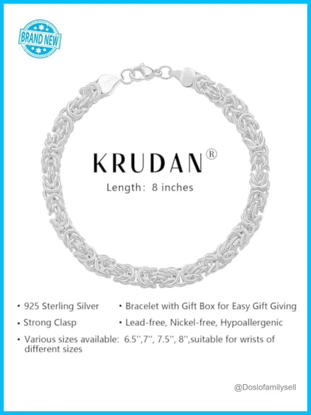 925 Sterling Silver Byzantine Bracelet Link Bracelet Handmade Jewelry for Women